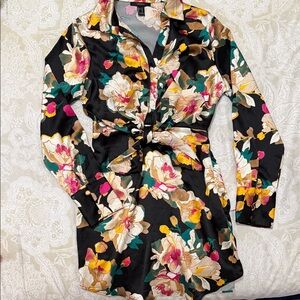 Forever 21 Black Floral Long Sleeve Dress